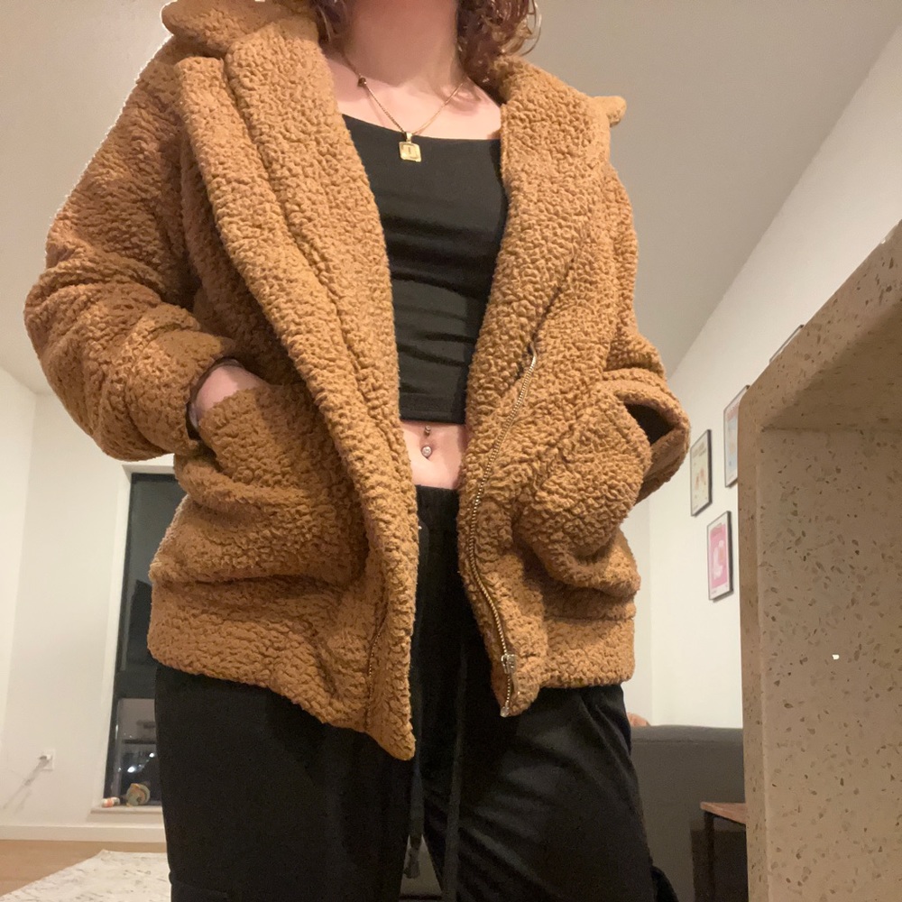 trendy tan sherpa jacket womens